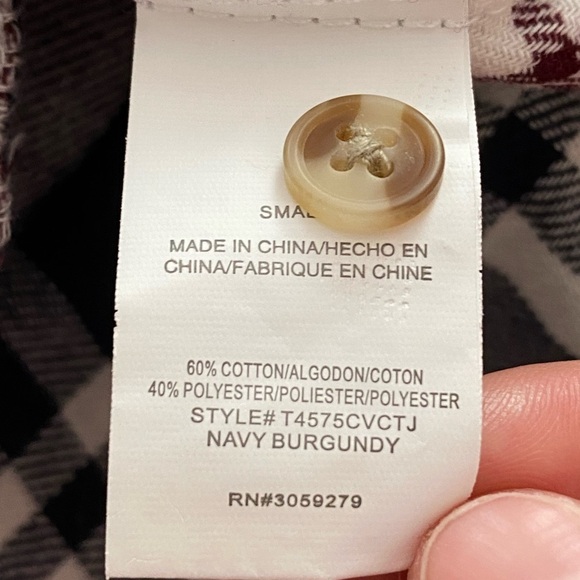 Thread and Supply Womens Sz Small Plaid Flannel Button Down Shirt Navy Burgundy - Picture 4 of 7